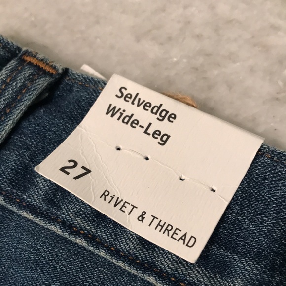 New Rivet & Thread Jeans Womens 27 Selvedge Lasso Wide Leg Distressed Stretch - Picture 4 of 11